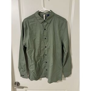Artefact Men's Medium Green Stretch Slim Fit Long Sleeve‎ Button Front Shirt NWT